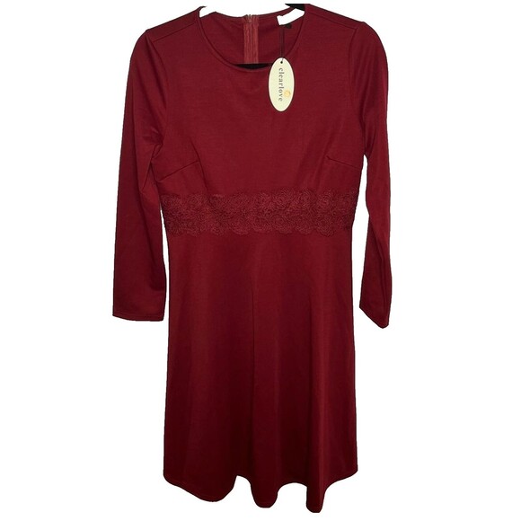 Clearlove Valentines Red Long Sleeve Elegant Cocktail Party Dress Size M NEW! - Picture 1 of 11